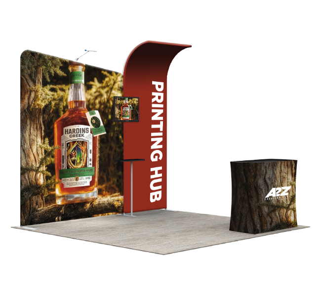10 ft x 10 ft Inline Trade Show Booth With Backdrop and TV Stand