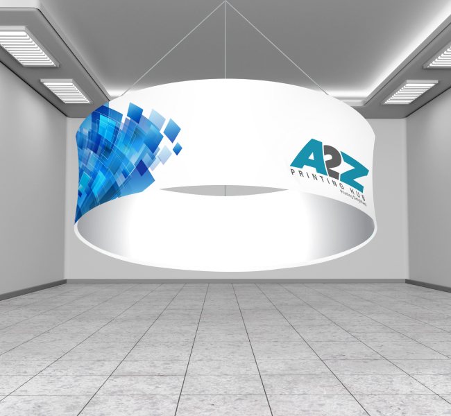 Skytube hanging banners circle - Premium printing and custom designs for businesses and events.