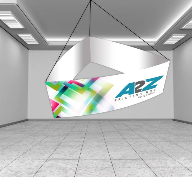 Triangle curved skytube hanging banner - lightweight and attention-grabbing