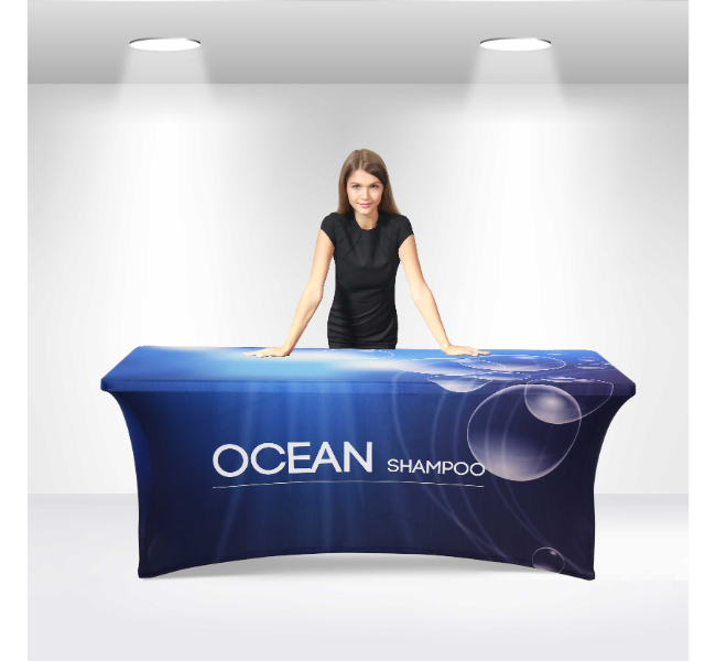 Stretch table covers with zipper 4 sided - Premium printing and custom designs for businesses and events.